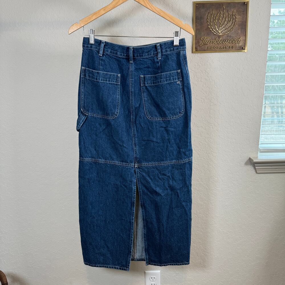 Women's Madewell Denim‎ Blue Jean Cargo Pieced Midi Skirt Size 26 Small - Picture 7 of 8